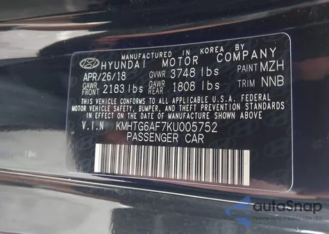 2019 Hyundai Veloster 2.0 Premium z USA, uszkodzony, nr VIN KMHTG6AF7KU005752